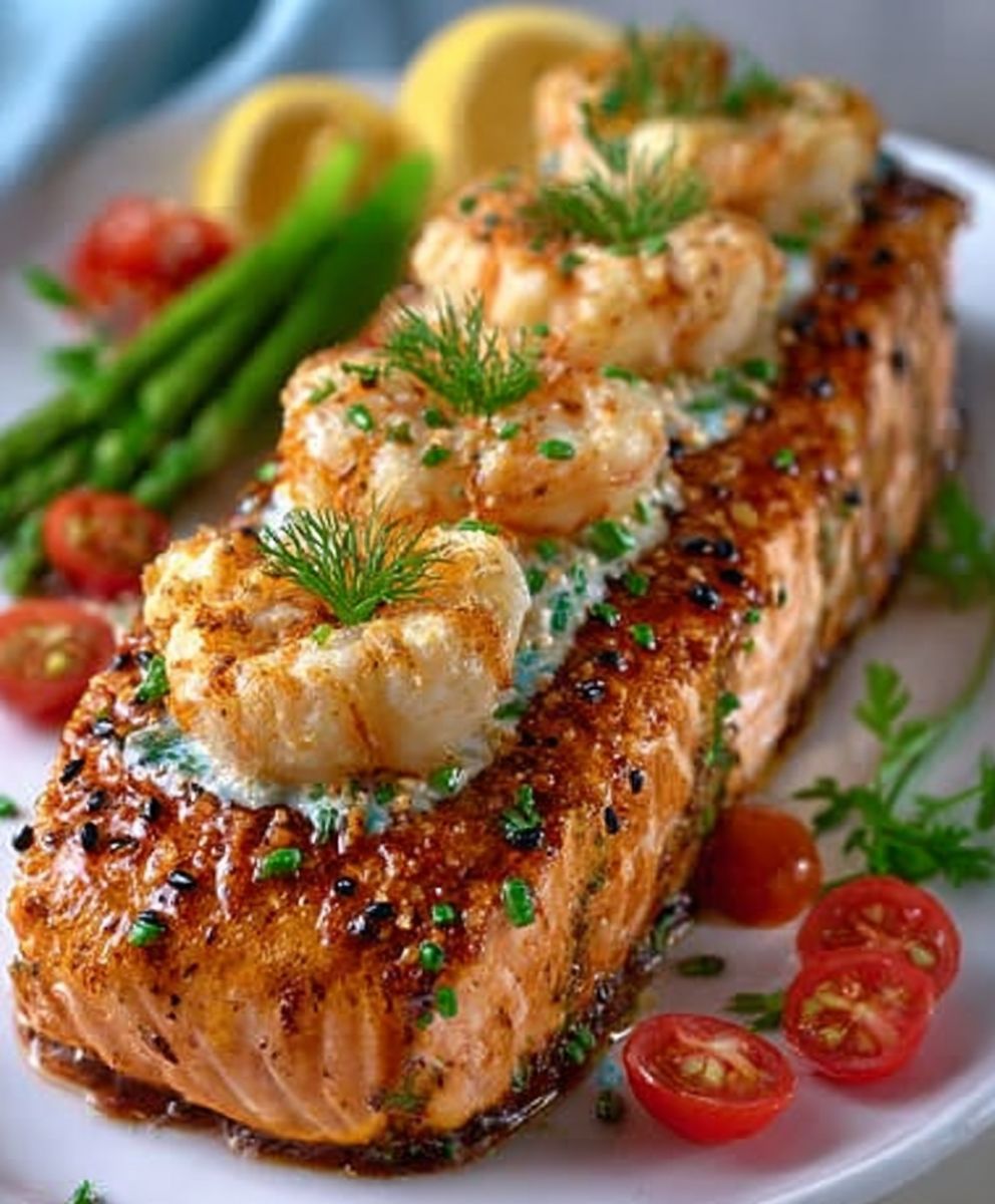 Crab and Shrimp Stuffed Salmon | Elegant Seafood Dinner Recipe image 2